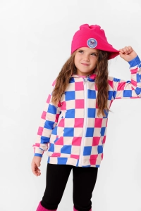 Bluza na zamek z kapturem Pastel checker
