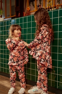 Pants Girlish Romantic Garden Black