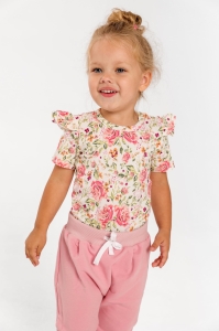 Body with flounces White Roses - short sleeve