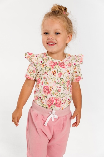 Body with flounces White Roses - short sleeve
